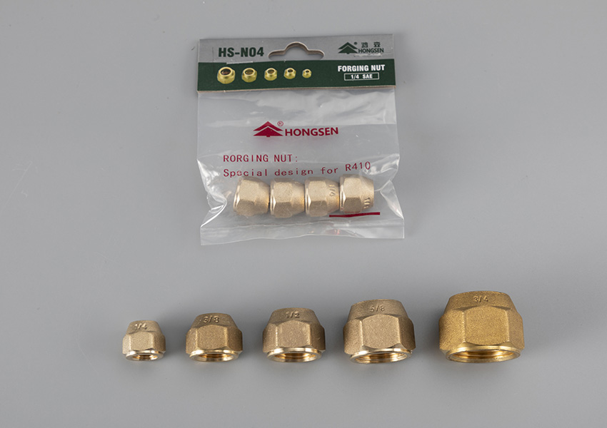 HONGSEN A/C parts brass fittings 1/4" forging nut