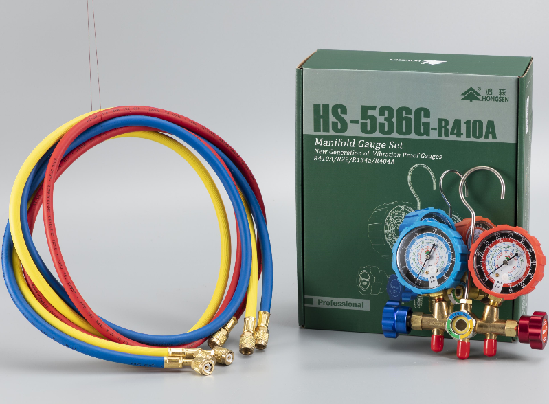 HONGSEN HS-536G-R410A Brass Valve Body R410A R22 R134a R404A with Charging Hose