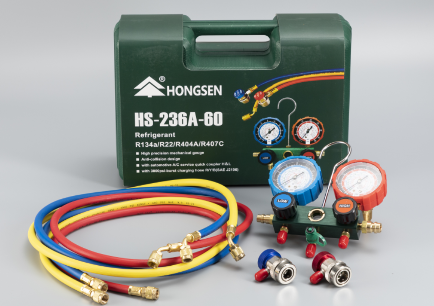 HONGSEN HS-236A-OA Oil filled Manifold Gauge Set for R134a R22 R404A R507c